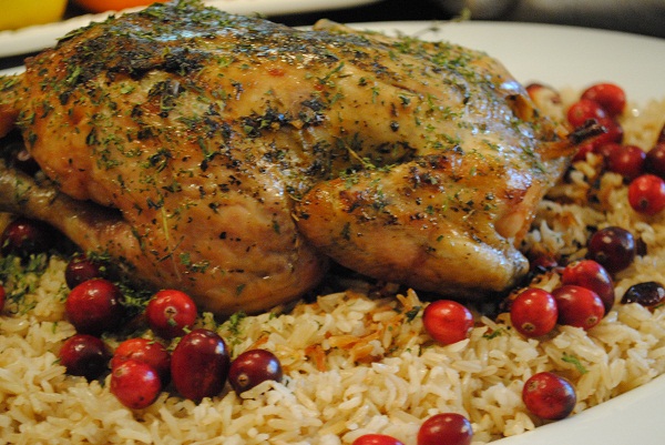 Roasted Chicken over Basmati and Cranberries 600